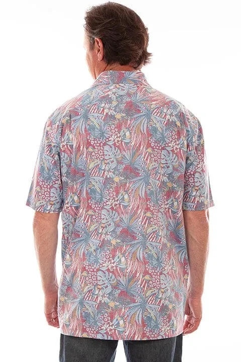 Mens Birds in Paradise Red Hawaiian Shirt