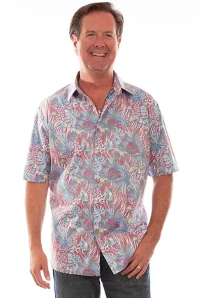 Mens Birds in Paradise Red Hawaiian Shirt
