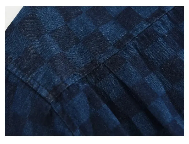 Men's Plaid Casual Denim Shirt