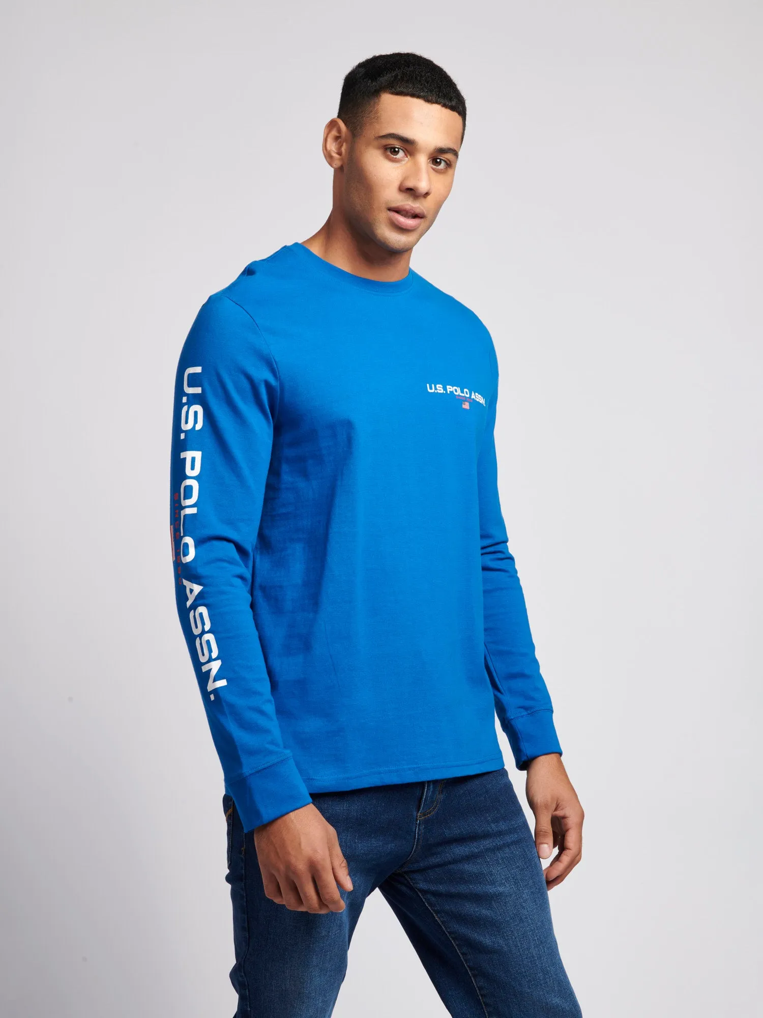 Mens Sport Long Sleeve T-Shirt in Classic Blue