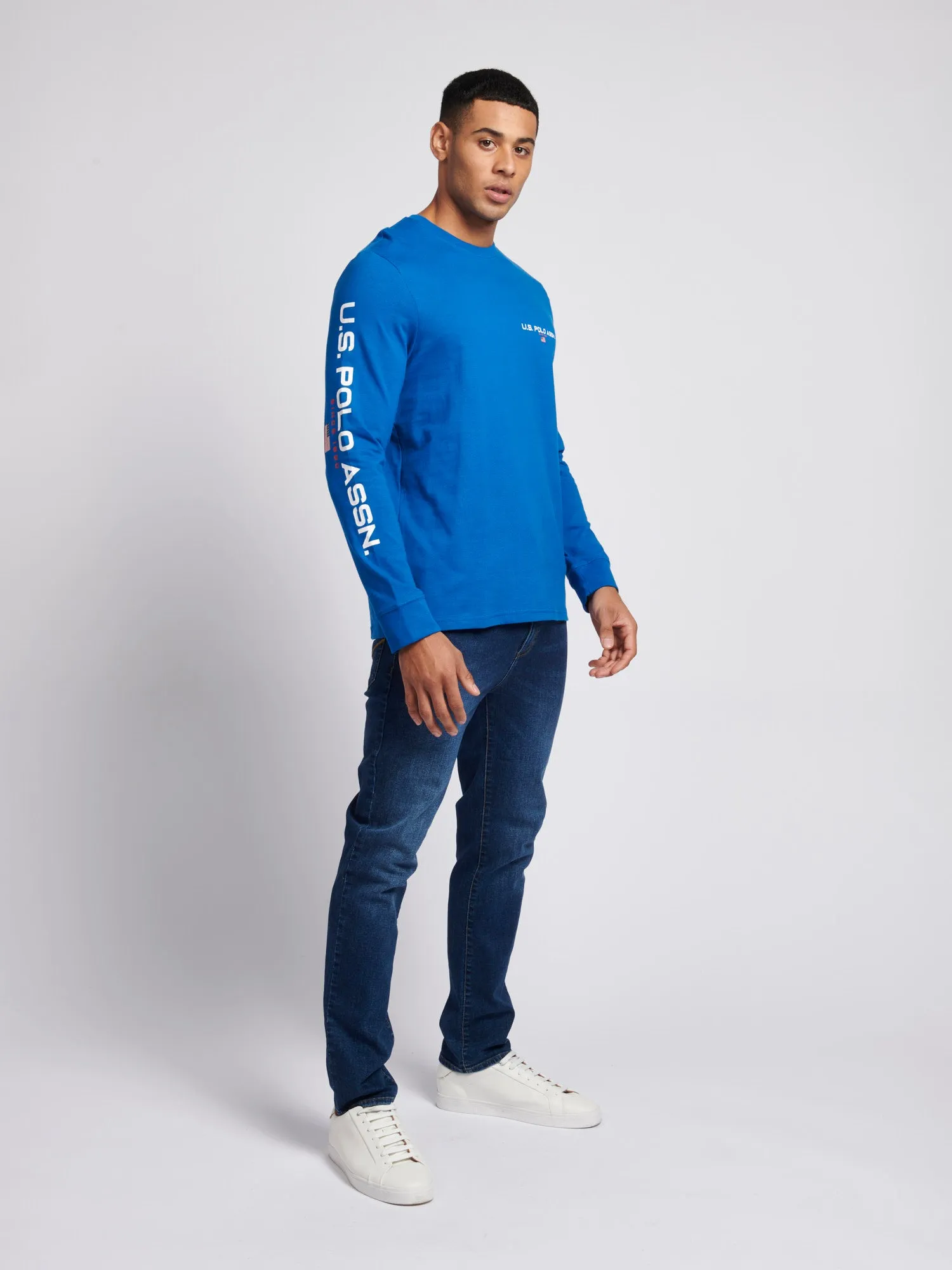 Mens Sport Long Sleeve T-Shirt in Classic Blue