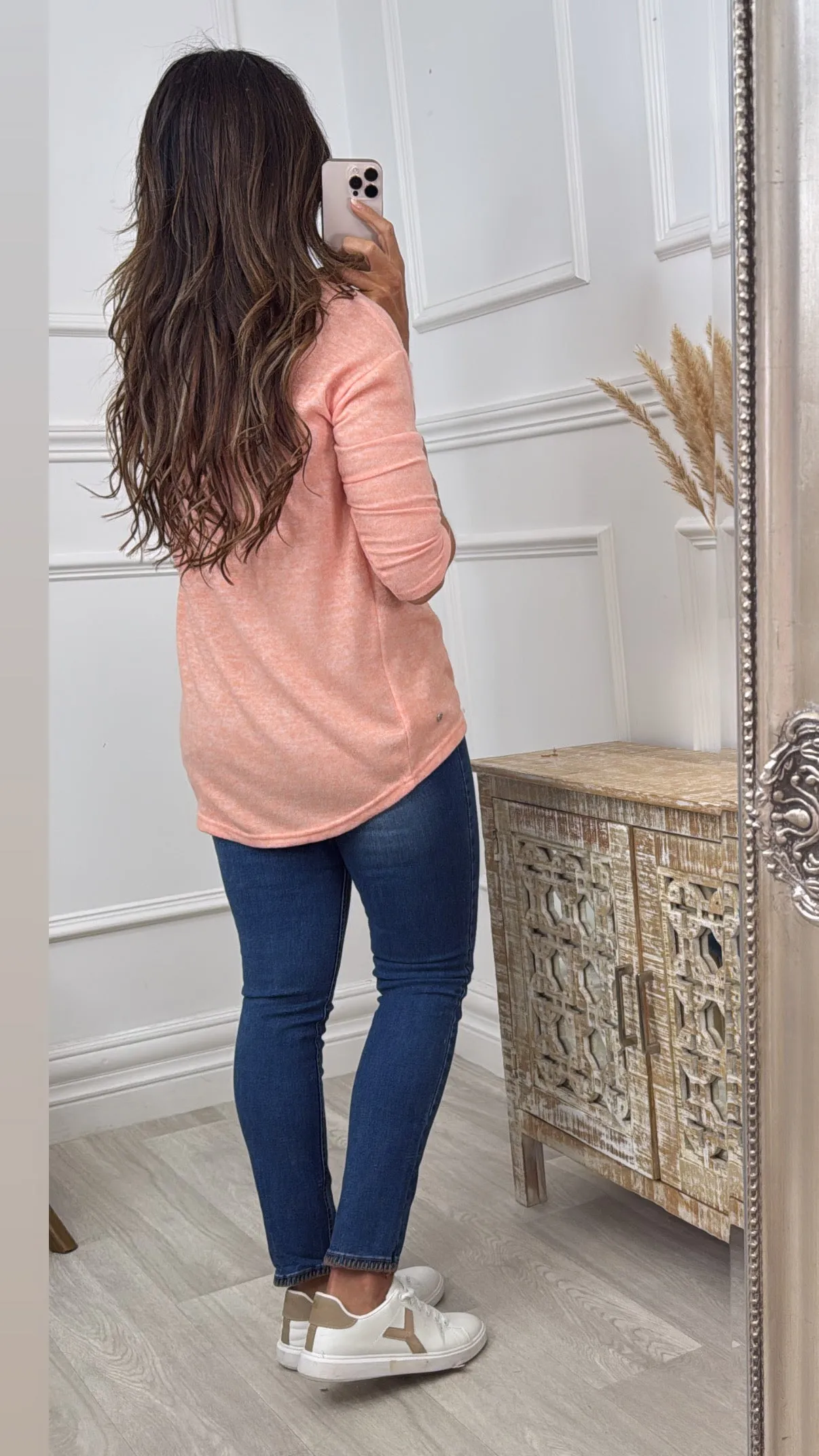 Mia Apricot Marl Knit Top