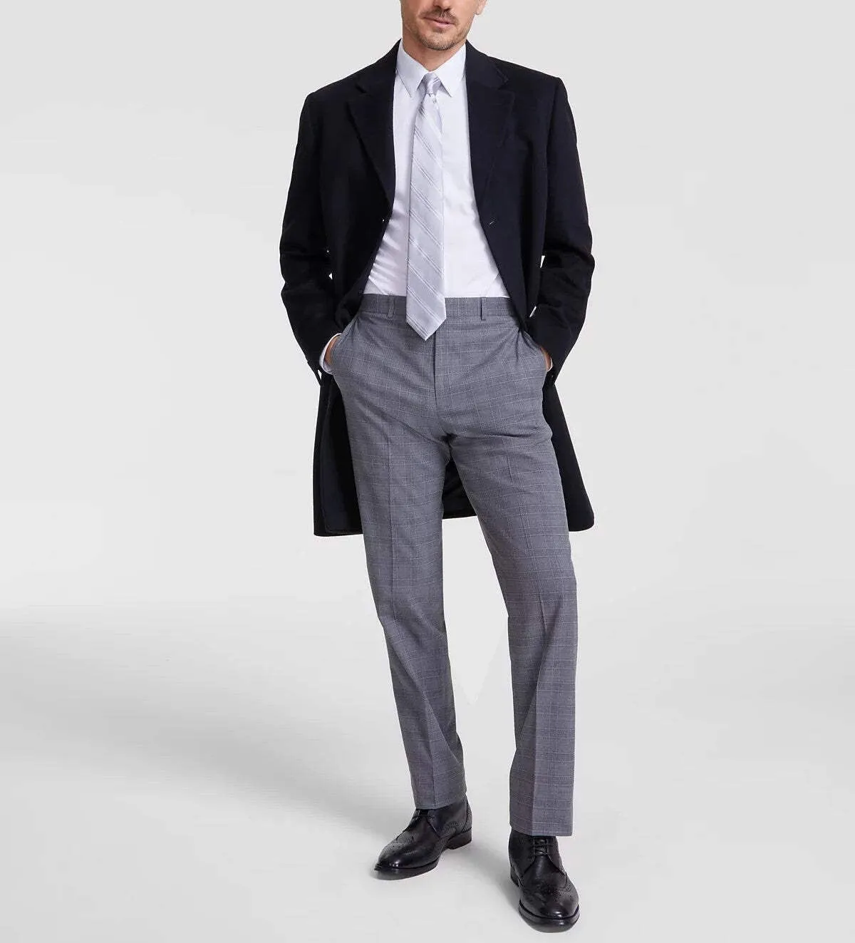 Michael Kors Mens Regular Fit Overcoat Coat 36S Black Solid