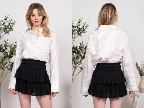 Mine Smocked Waist Layered Mini Skirt