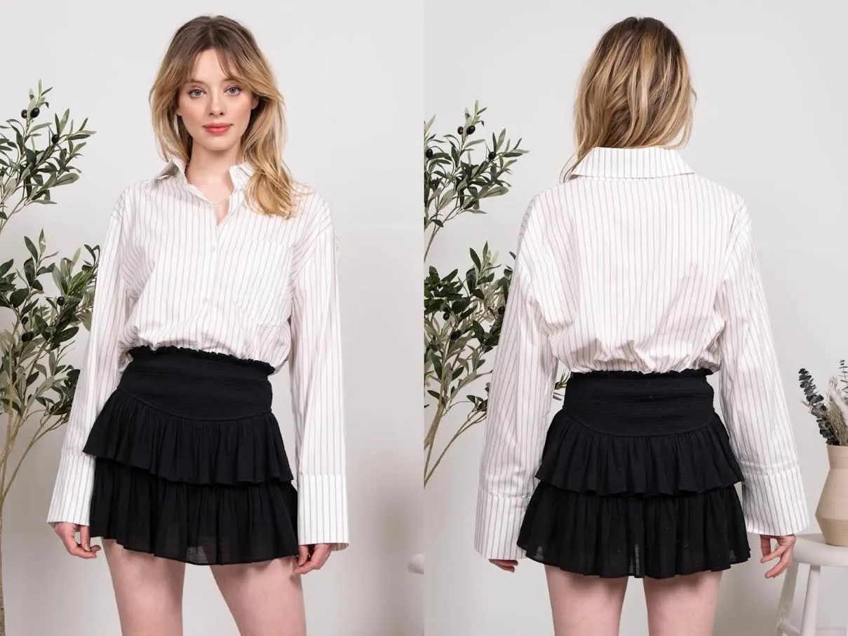 Mine Smocked Waist Layered Mini Skirt