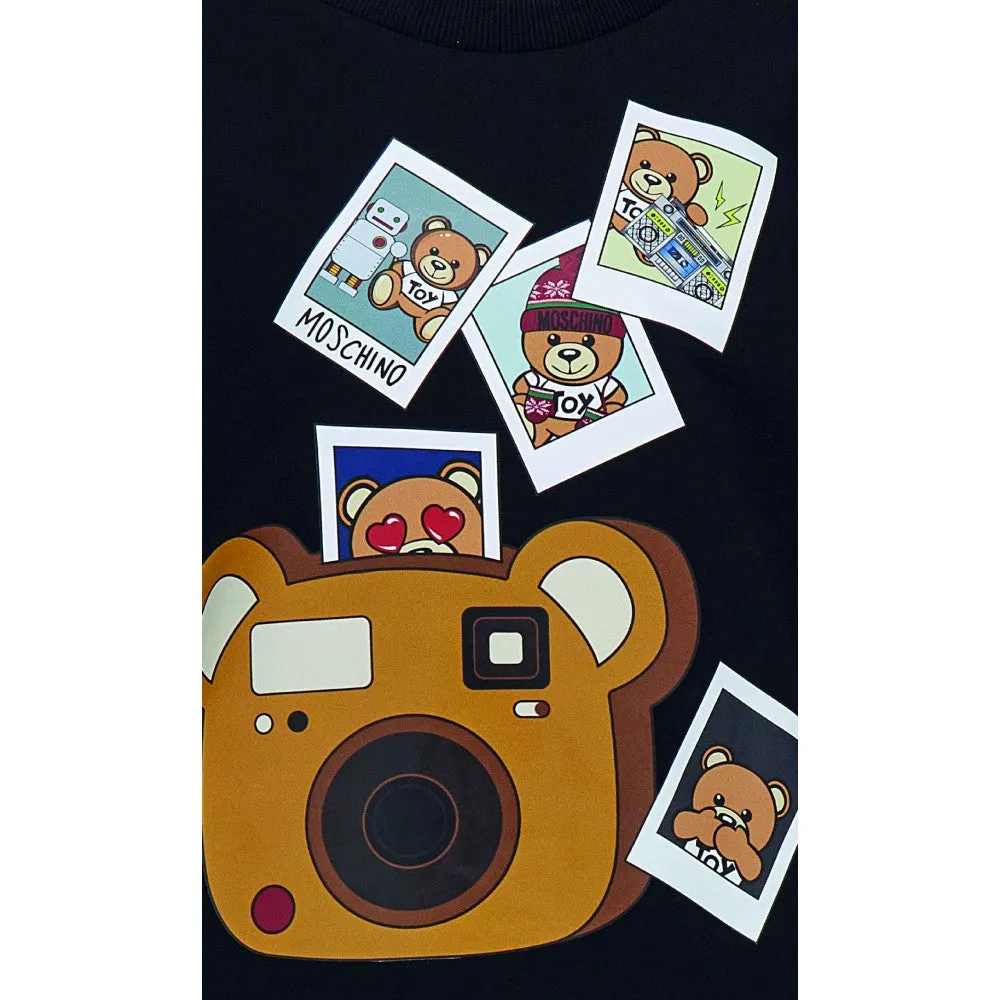 MOSCHINO T SHIRT WITH BEAR CAMERA GRAPGIC