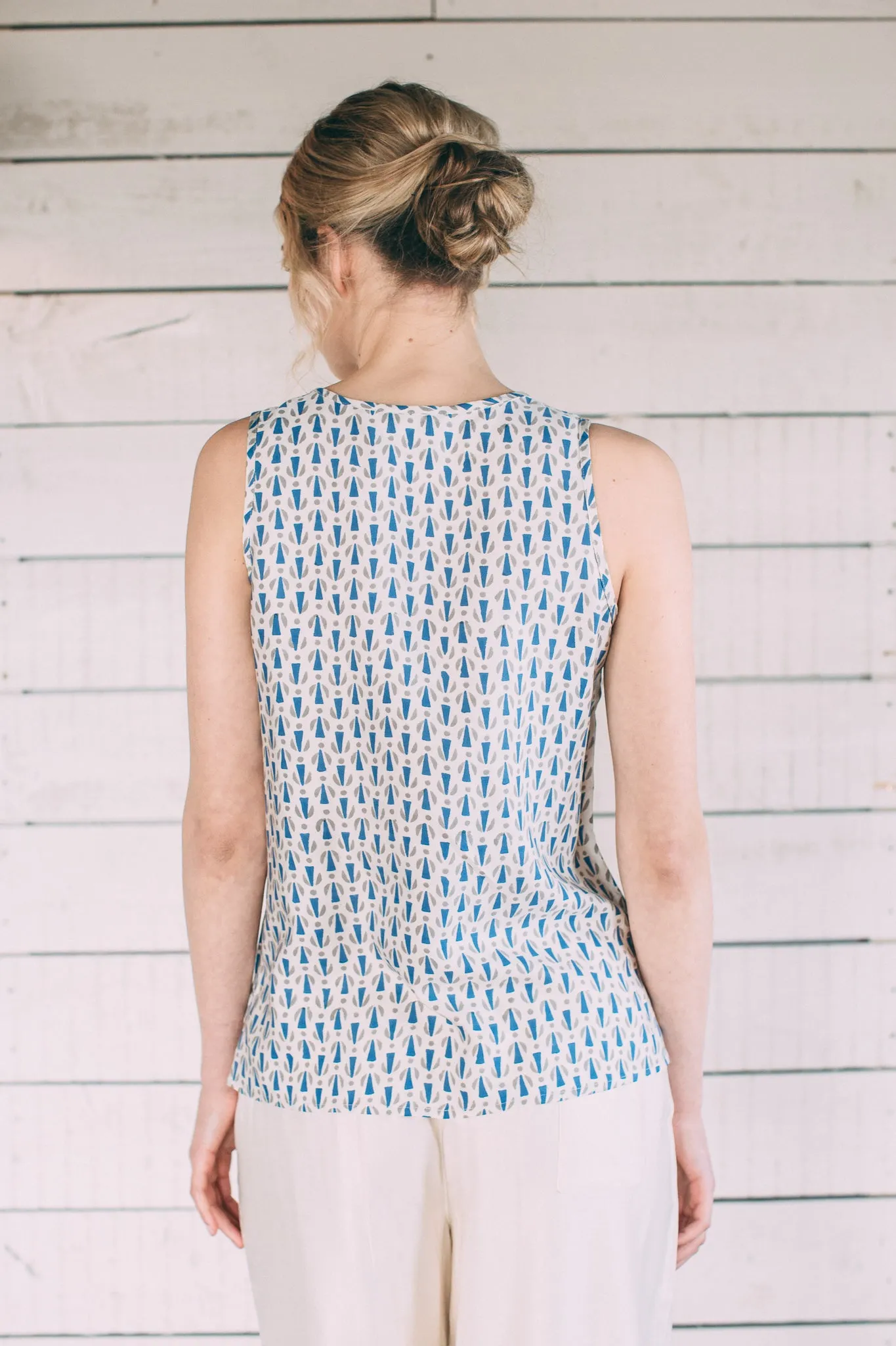 Mulberry Silk Top - Blue/Grey