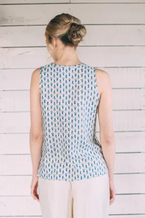 Mulberry Silk Top - Blue/Grey