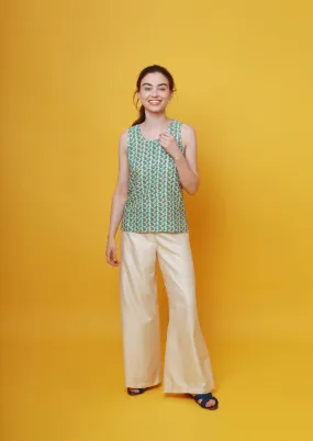 Mulberry Silk Top - Teal/Grey