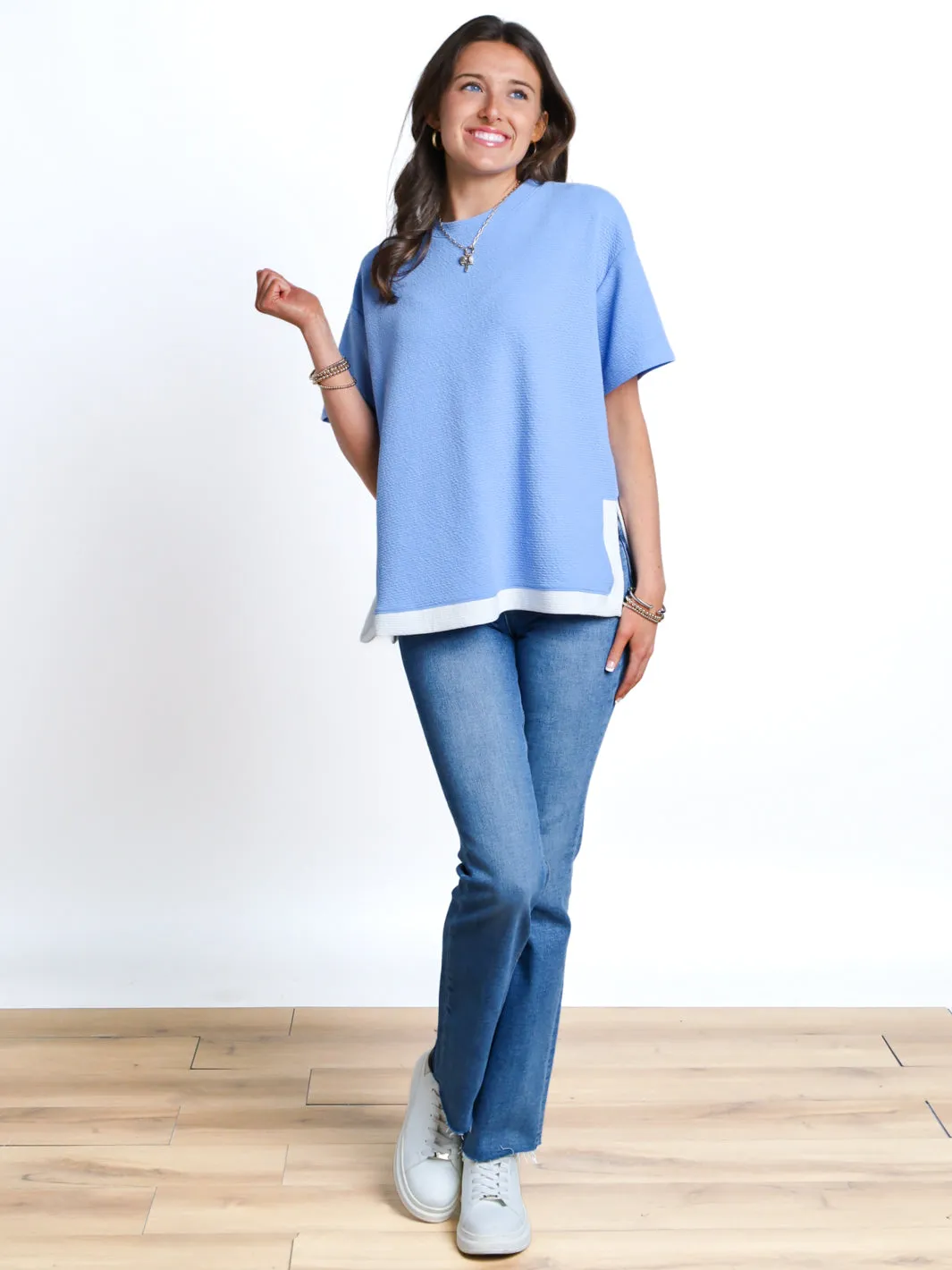 New Frontier Contrast Bottom Short Sleeve Top