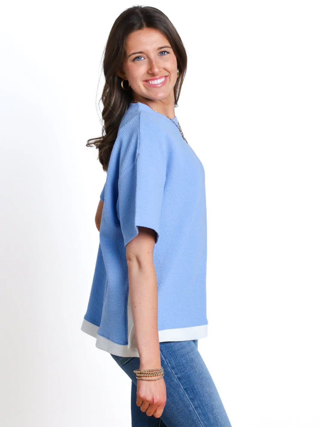 New Frontier Contrast Bottom Short Sleeve Top