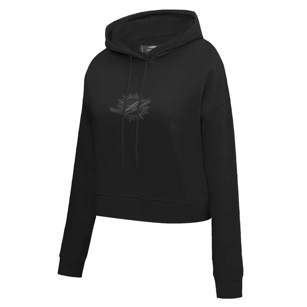 NFL MIAMI DOLPHINS NEUTRAL WOMEN'S CROPPED PO HOODIE (BLACK)