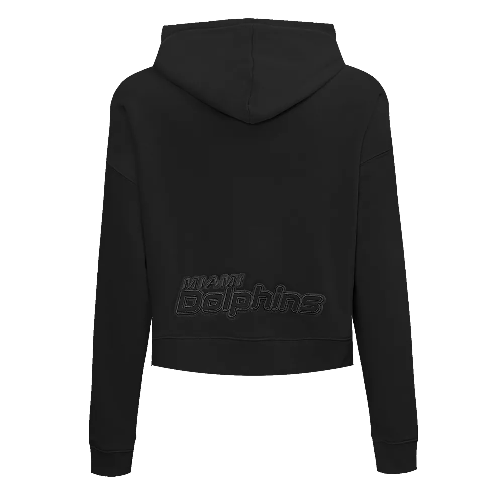 NFL MIAMI DOLPHINS NEUTRAL WOMEN'S CROPPED PO HOODIE (BLACK)