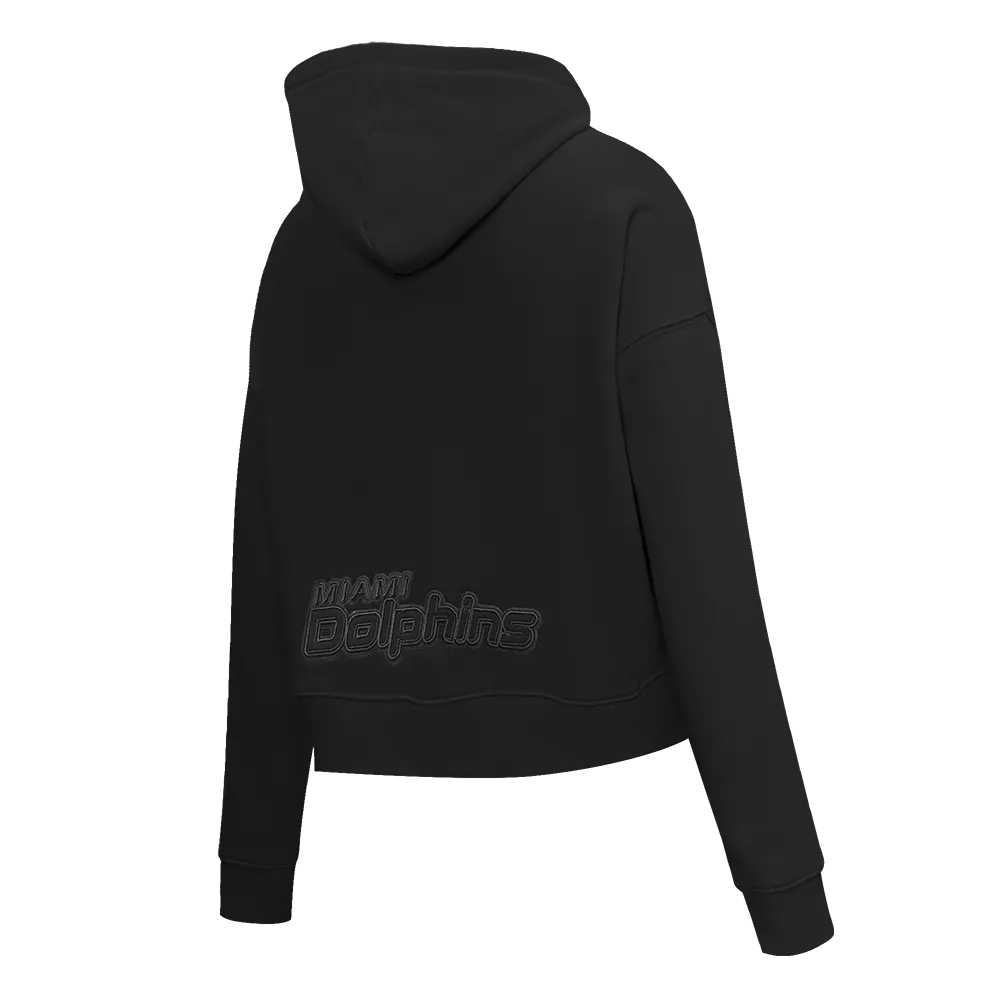NFL MIAMI DOLPHINS NEUTRAL WOMEN'S CROPPED PO HOODIE (BLACK)