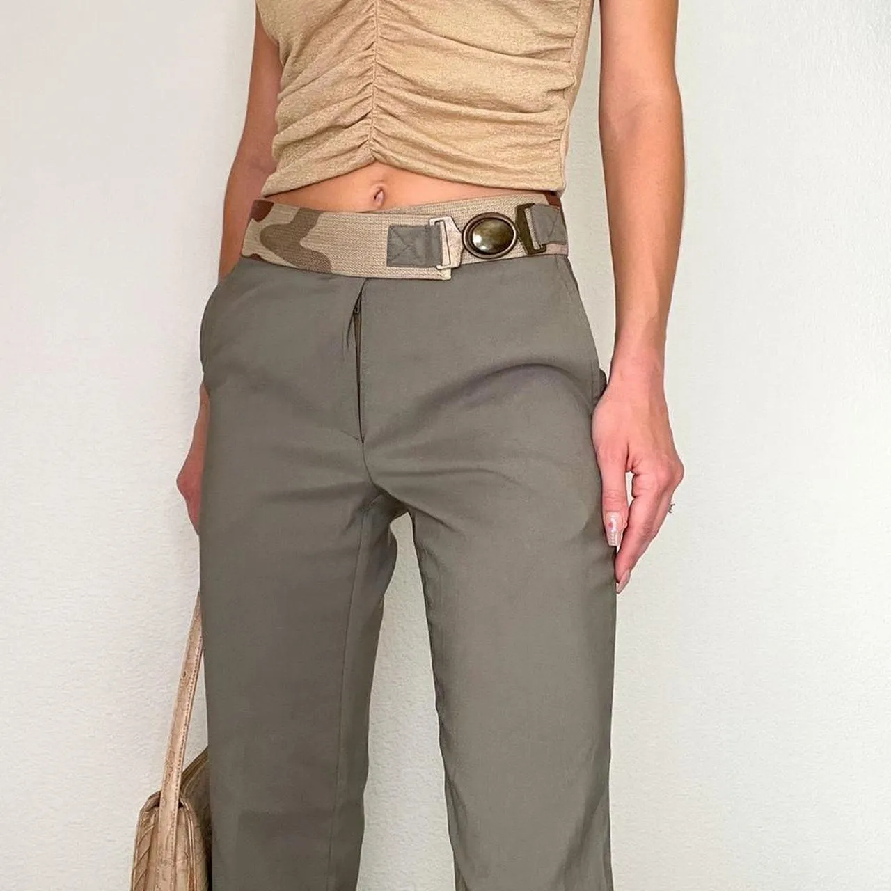 Olive Camo Belt Buckle Pants