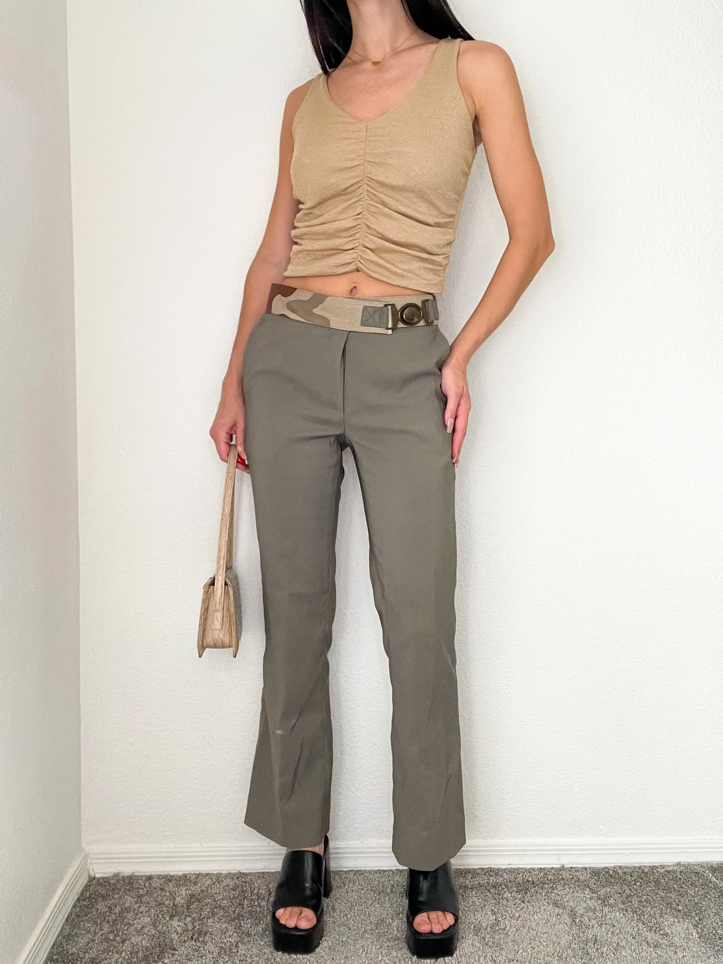 Olive Camo Belt Buckle Pants
