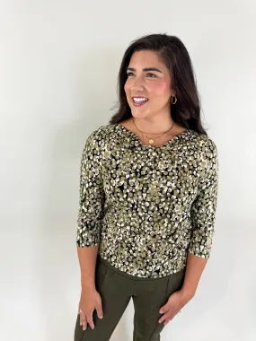 Olive Draped Neck Top