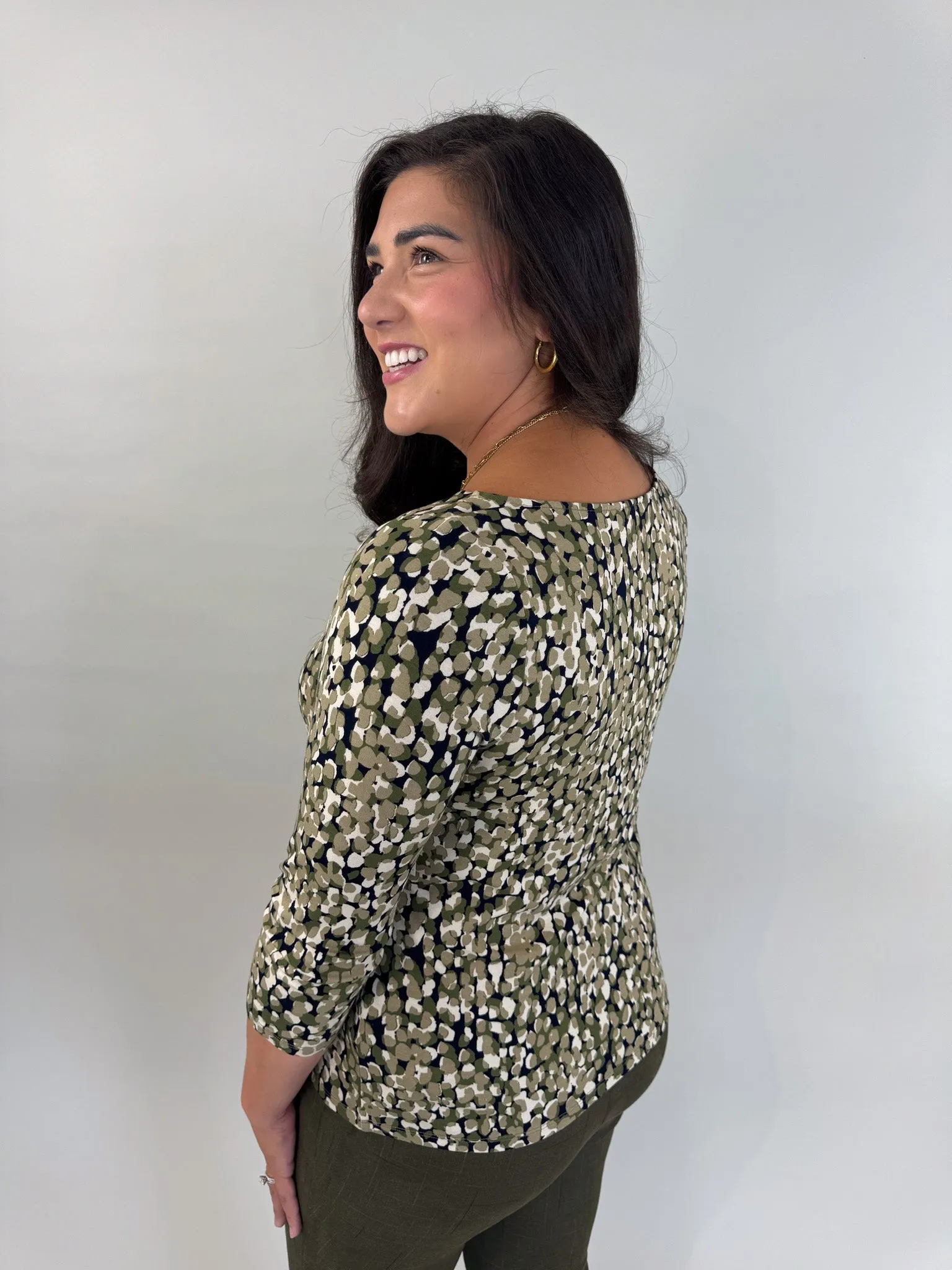 Olive Draped Neck Top