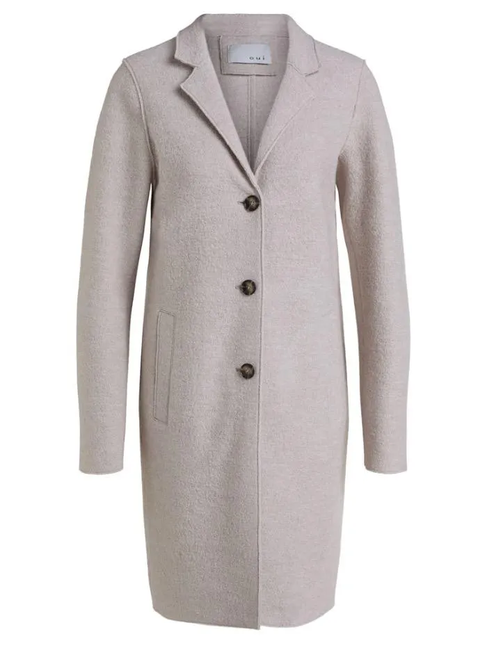 Oui Boiled Wool Coat Off White/Oatmeal 70901 1312199 1045