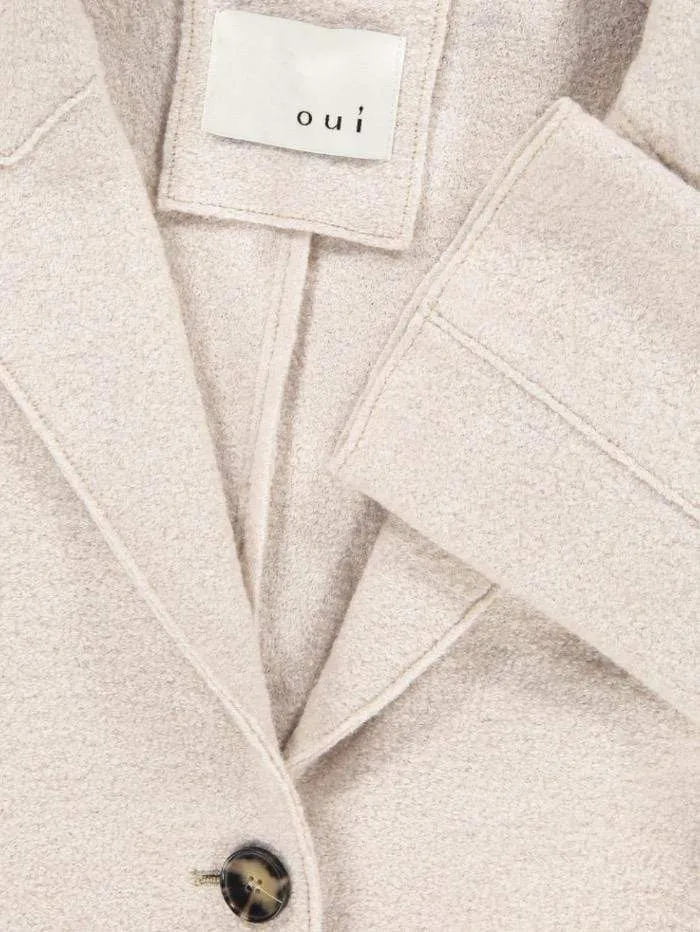 Oui Boiled Wool Coat Off White/Oatmeal 70901 1312199 1045