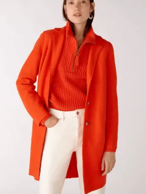 Oui Orange Boiled Wool Long Coat 77627 3562