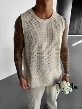 Oversize Textured Tanktop - Beige