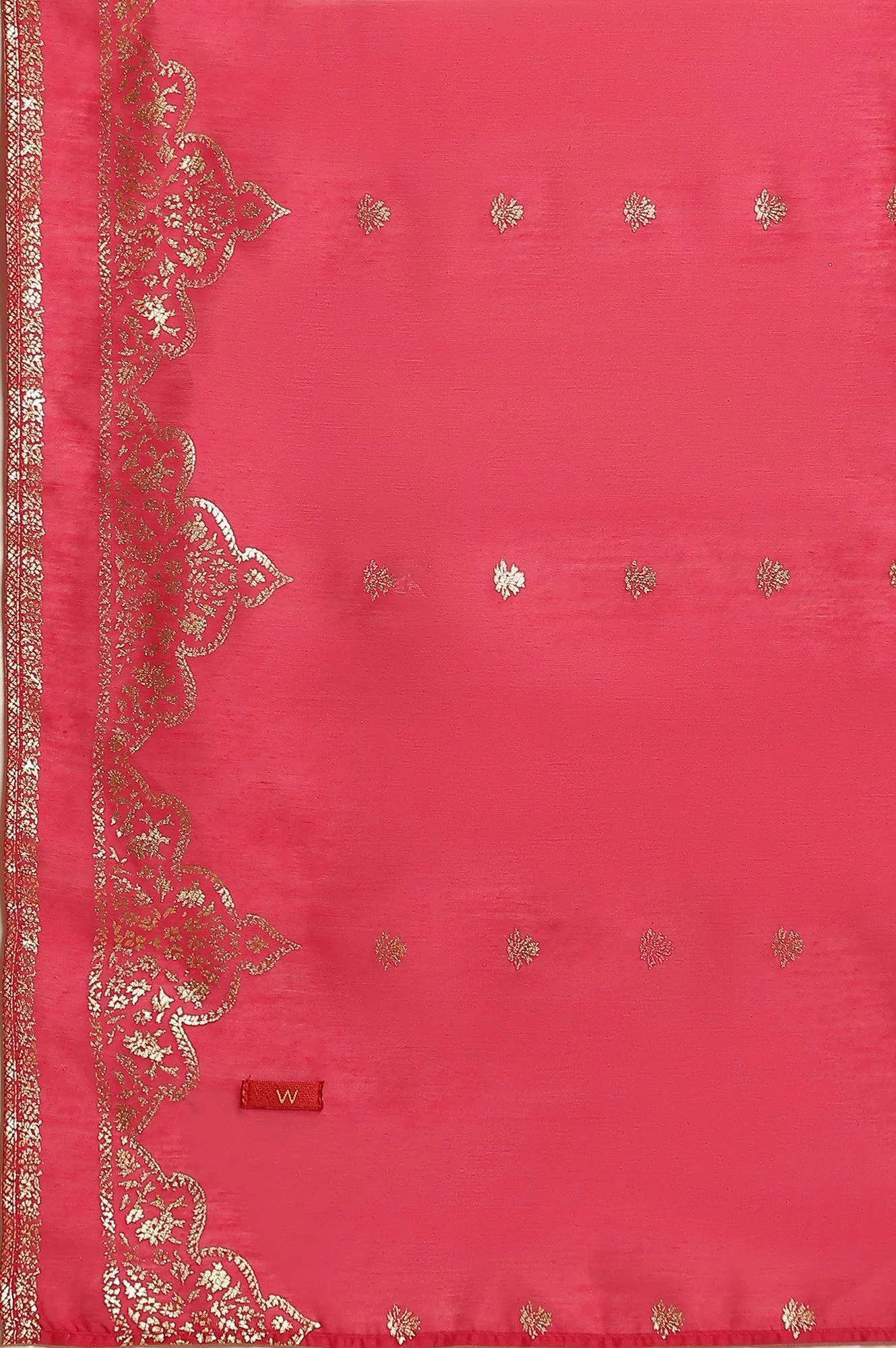Pink Flared Embroidered Kurta, Pants And Dupatta Set