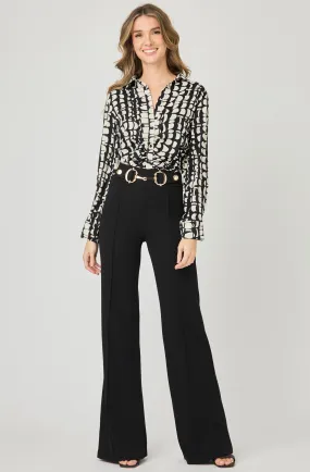 Printed Blouse with Ruched Front