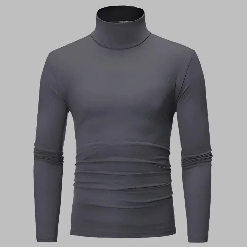 Profu Rollkragenpullover | Schlichter dünner Thermo-Herrenpullover