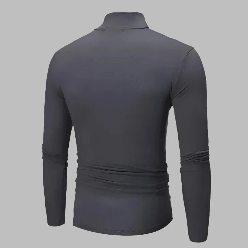 Profu Rollkragenpullover | Schlichter dünner Thermo-Herrenpullover