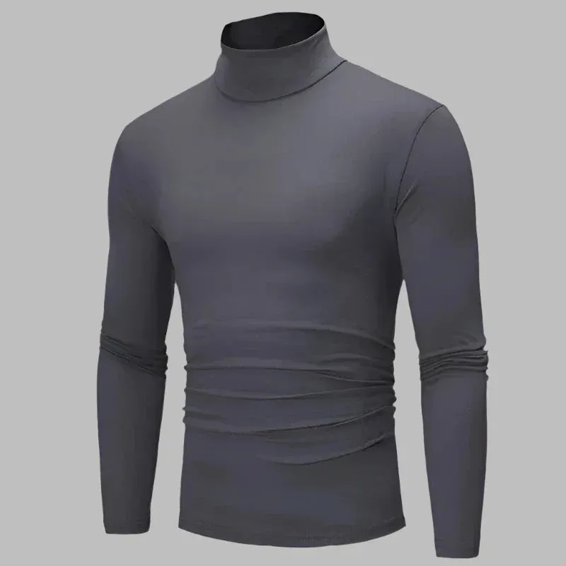Profu Rollkragenpullover | Schlichter dünner Thermo-Herrenpullover