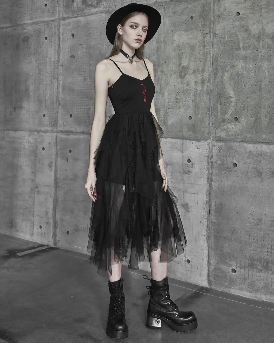 Punk Rave Daily Life Kiss From A Rose Gothic Midi Dress
