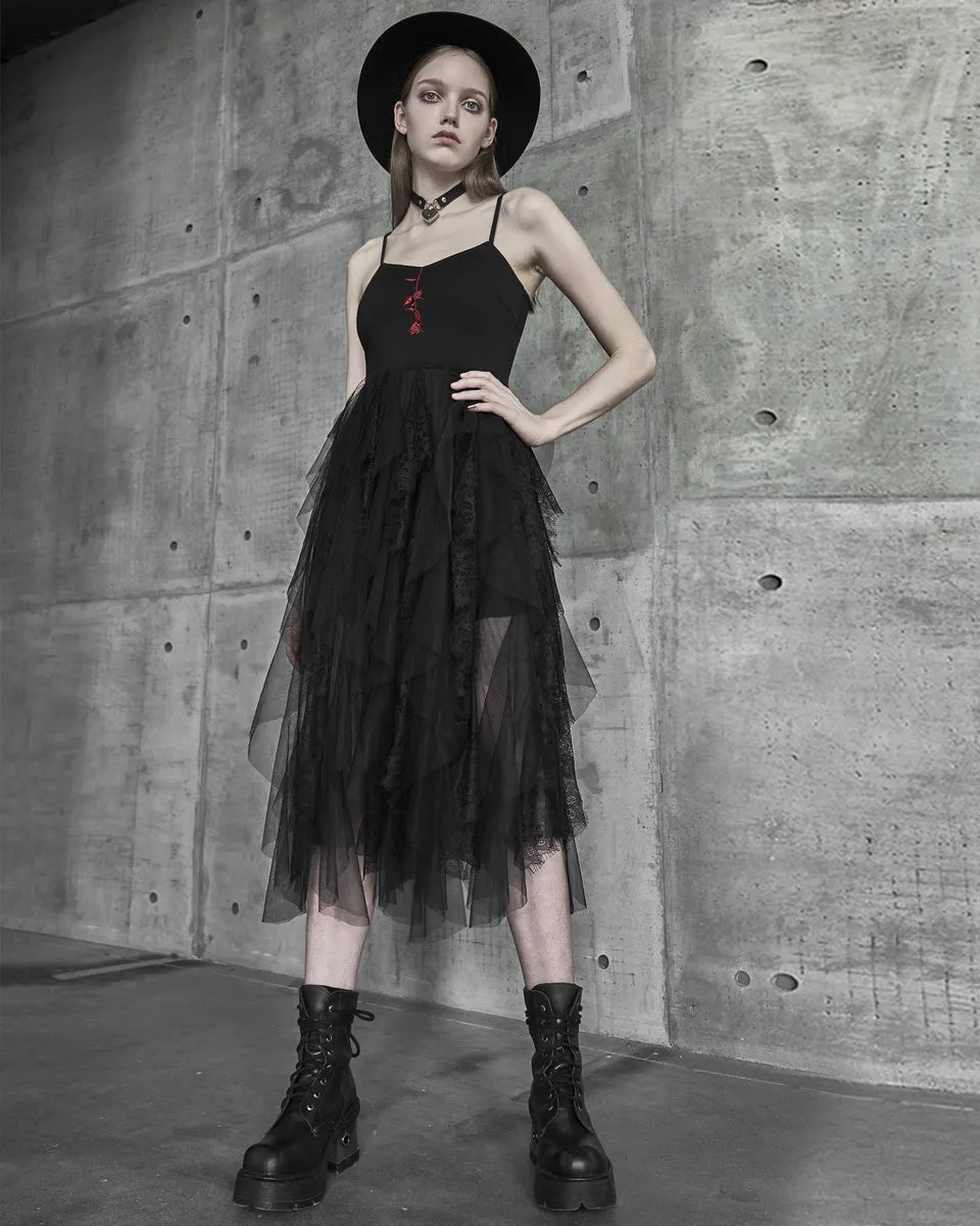 Punk Rave Daily Life Kiss From A Rose Gothic Midi Dress