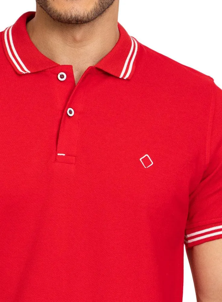 Racing Red Tipped Polo