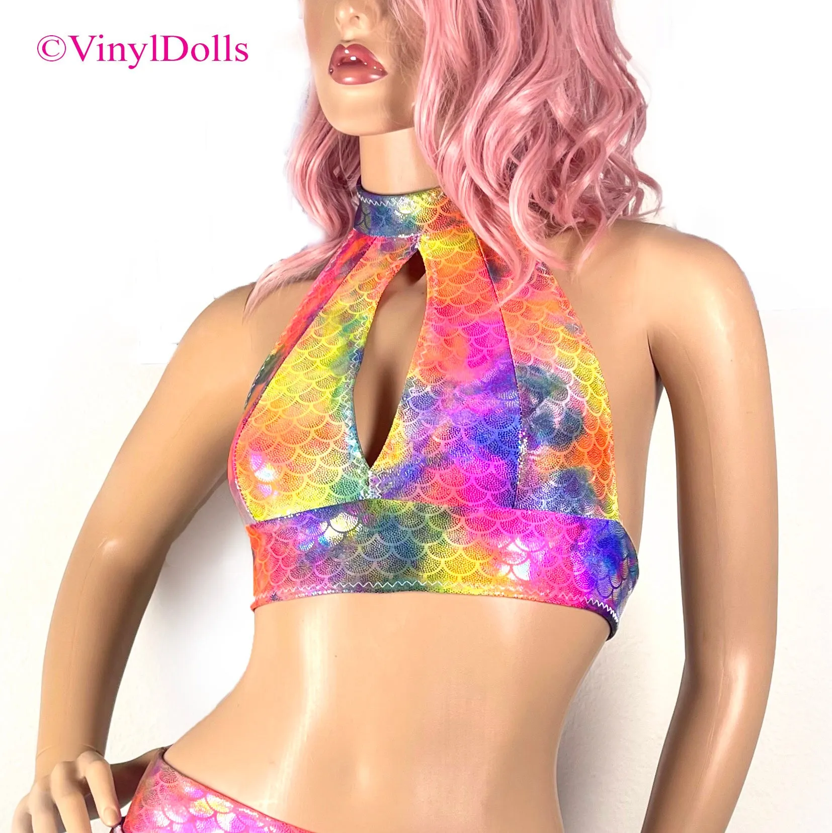 Rainbow Mermaid Keyhole Top