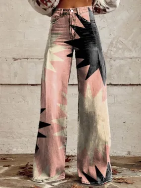 Rayna - Flared Geometry Print Pants