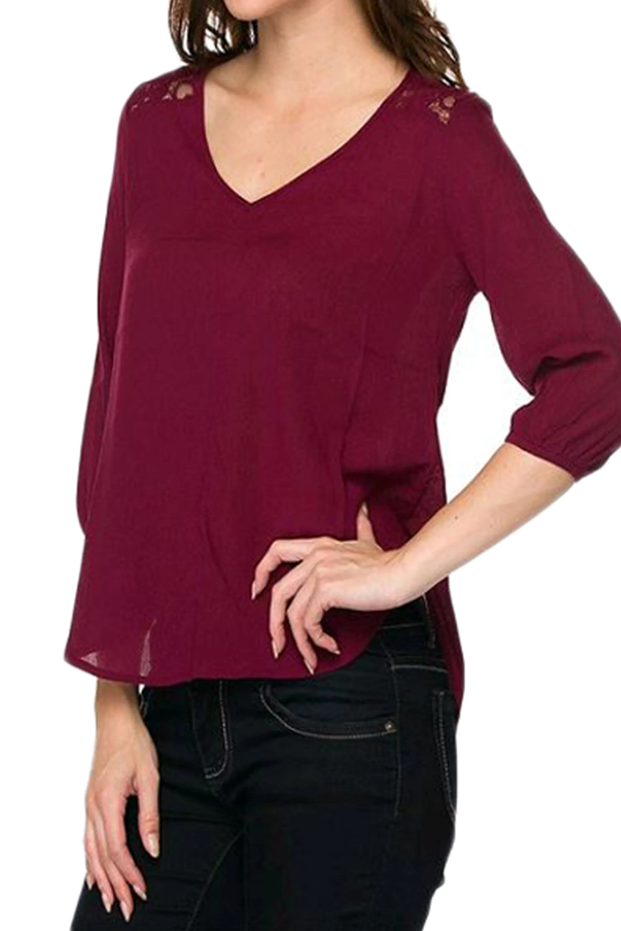 Romantics Lace Inset Gauze Top