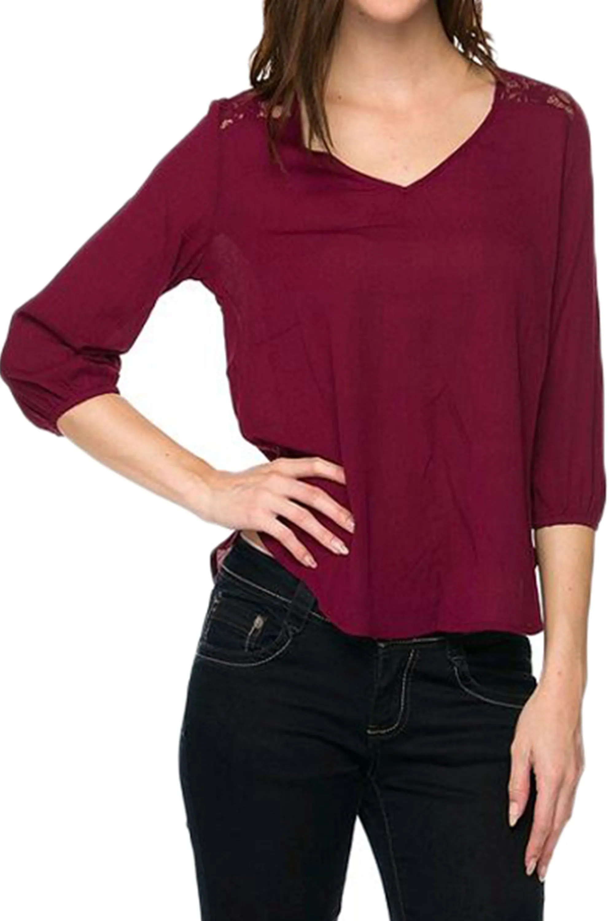 Romantics Lace Inset Gauze Top