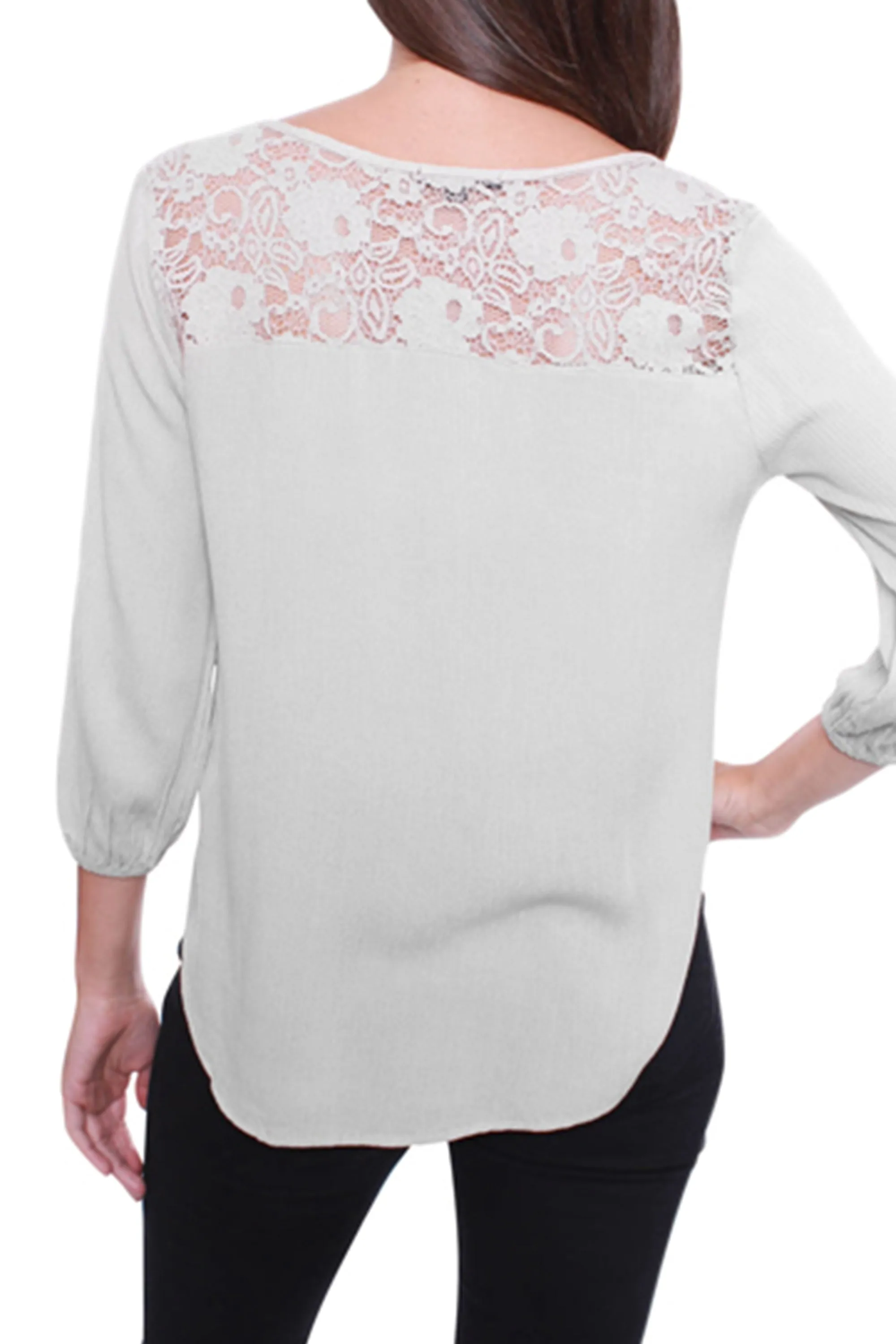 Romantics Lace Inset Gauze Top