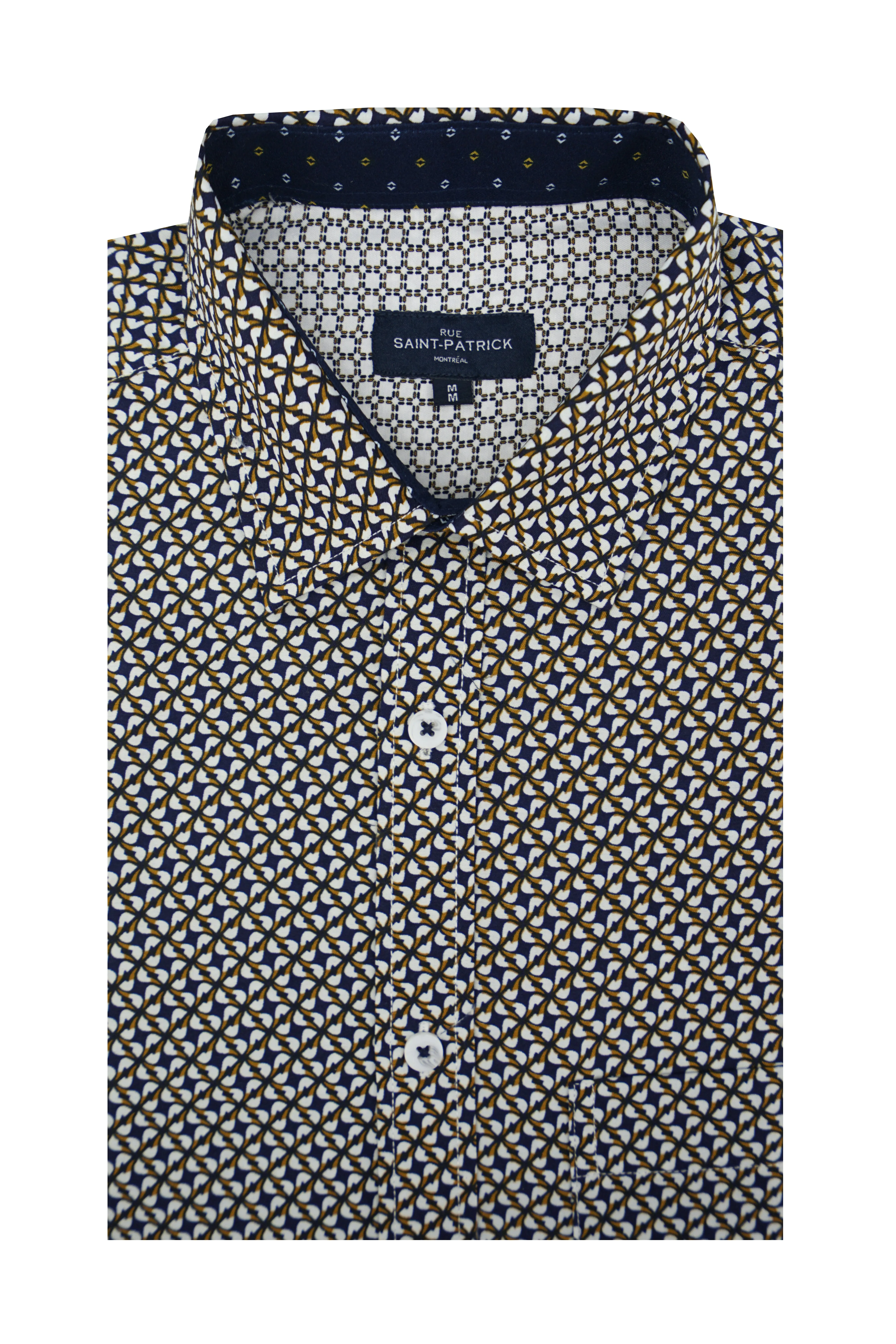 Salisbury Wrinkle Free Shirt in Navy and Ginger