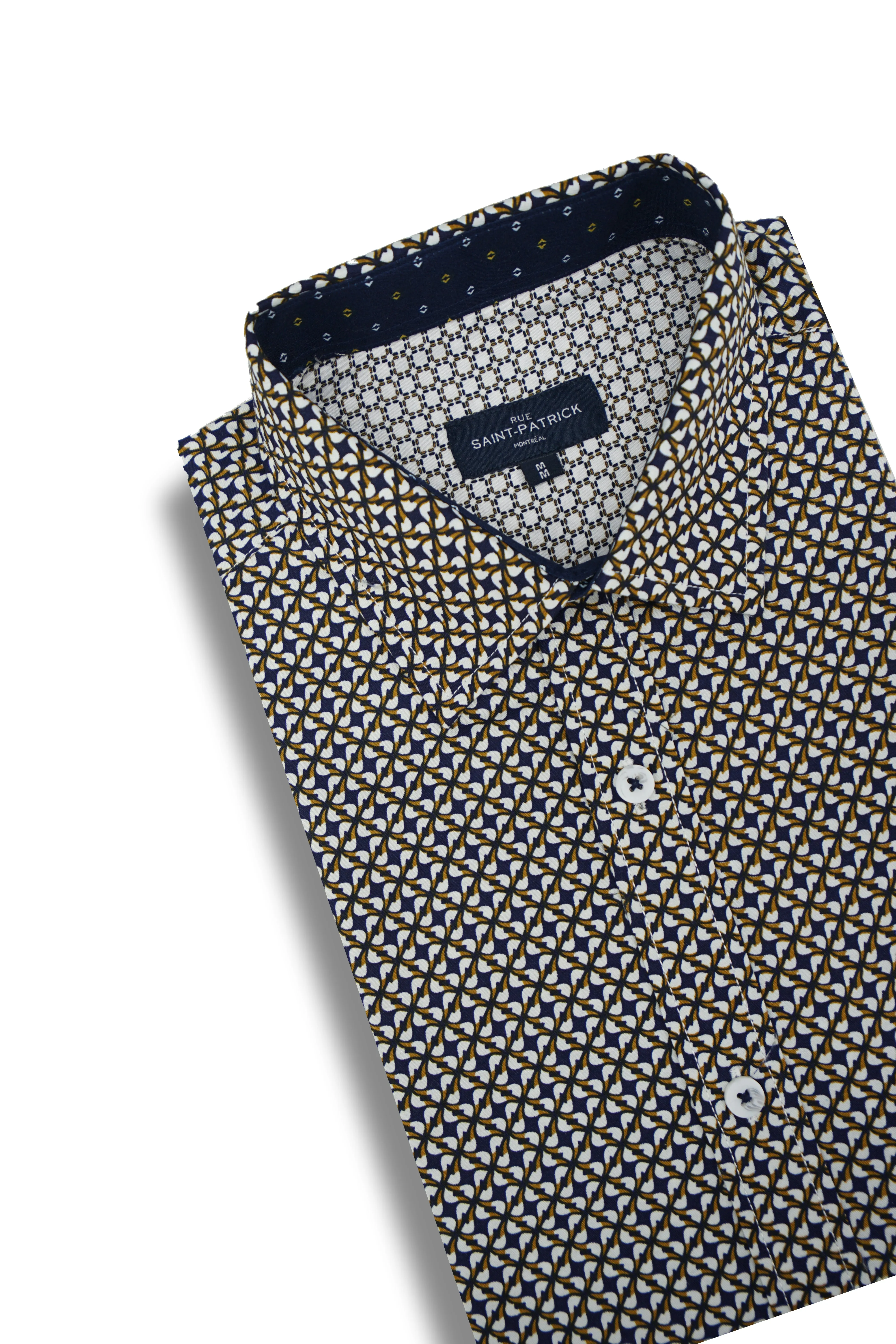 Salisbury Wrinkle Free Shirt in Navy and Ginger