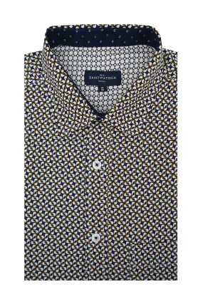 Salisbury Wrinkle Free Shirt in Navy and Ginger