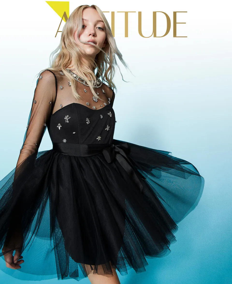 SATIN AND TULLE DRESS WITH HANDMADE EMBROIDERY BY TWIN SET FALL 24