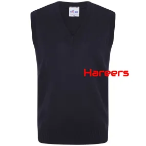 School Uniform Unisex Boys Girls Kids V Neck Knitted Sleeveless Tank Top Jumper -Navy Blue