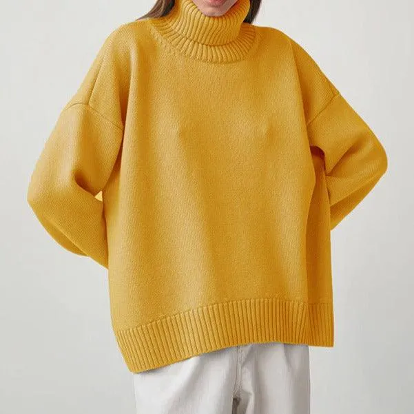 Solid Color Turtleneck  Loose Pullover Women's Sweater
