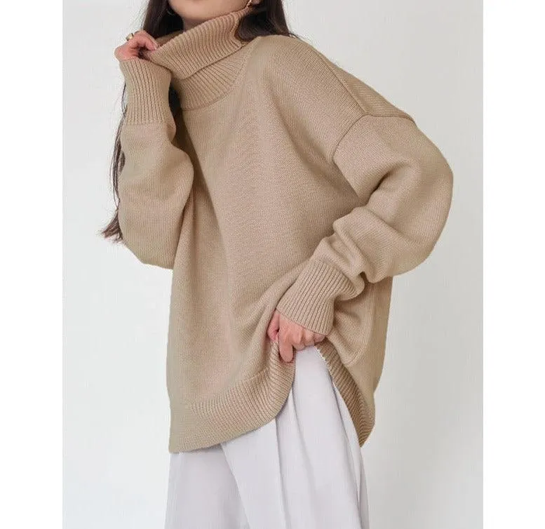 Solid Color Turtleneck  Loose Pullover Women's Sweater