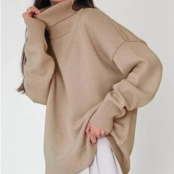 Solid Color Turtleneck  Loose Pullover Women's Sweater