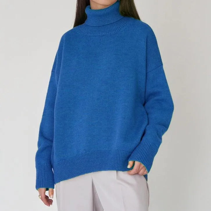 Solid Color Turtleneck  Loose Pullover Women's Sweater