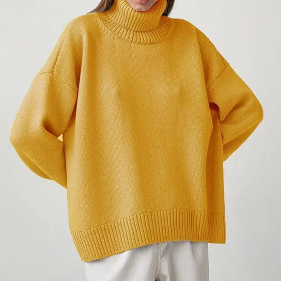 Solid Color Turtleneck  Loose Pullover Women's Sweater