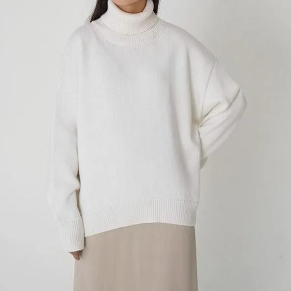 Solid Color Turtleneck  Loose Pullover Women's Sweater